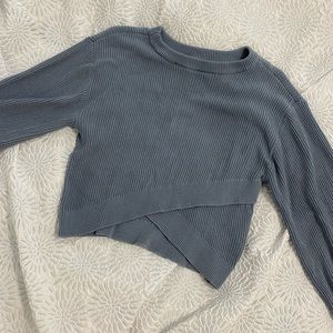 Lululemon Ribbed Dusty Blue Crop Top Sweater Size XS